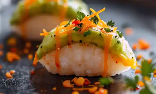 Avocado Nigiri sushi pieces